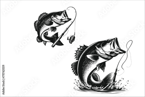 Bass Craft Pro Pack: Elevate Your Designs with an Exclusive Vector Bundle of Lively Bass Fish - Perfect for Graphic Artists and Fishing Enthusiasts Alike