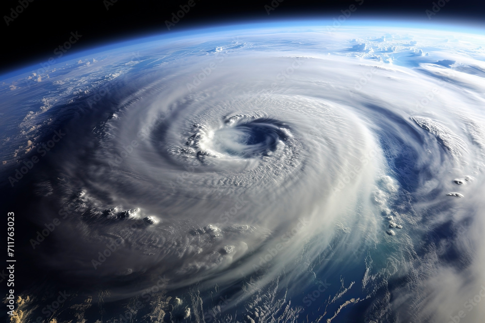 Hurricane, tornado, view from space. Generative AI