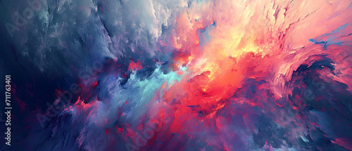 A mesmerizing abstract painting bursting with vibrant hues, resembling a swirling cloud of nature's colorful smoke