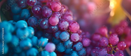 Juicy seedless berries glisten with freshness as water droplets cling to each plump grape, a tempting treat for the senses