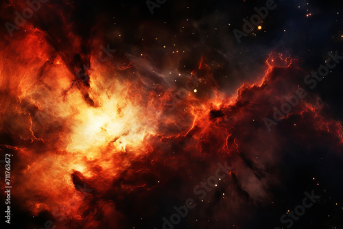 Red cosmic nebula. Generative AI