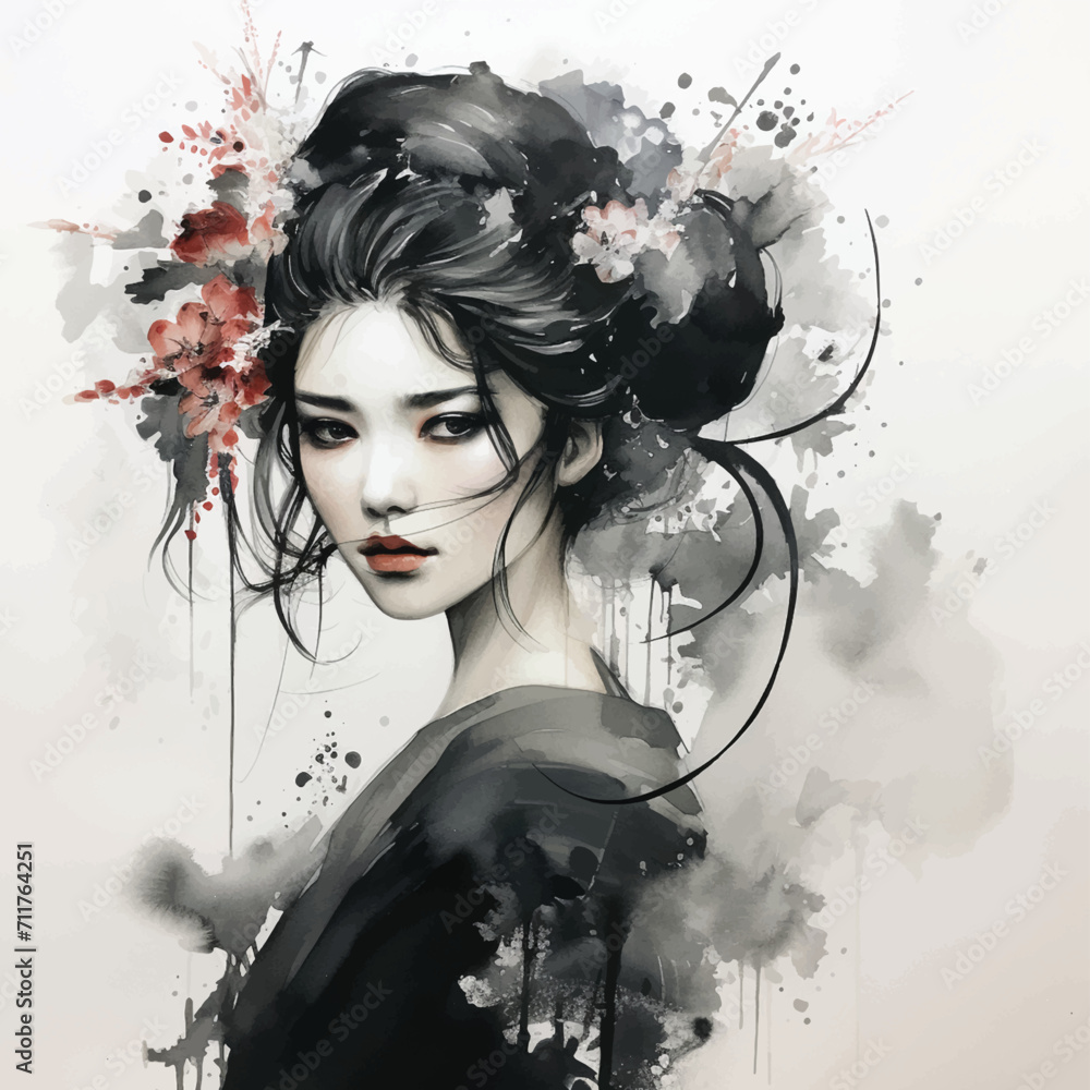 Zen ink painting emboss painting contemporary art tradition extra large