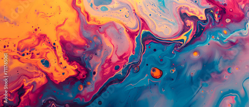 A vibrant canvas of abstract art, bursting with color and movement, created by the fluidity of modern art paint and the mesmerizing bubbles that dance upon its surface