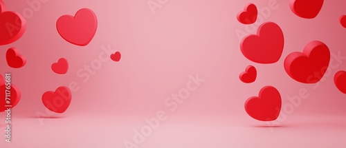Fototapeta Naklejka Na Ścianę i Meble -  3d illustration rendering wallpaper abstrac background, love happy valentine's day, red heart element for wedding