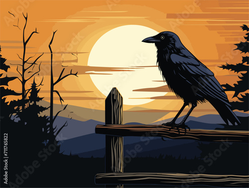 crow on the wall branch