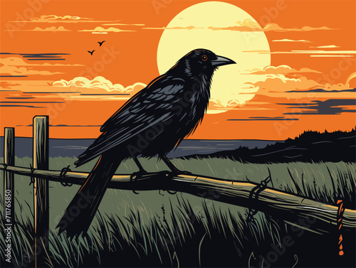 crow on the wall branch