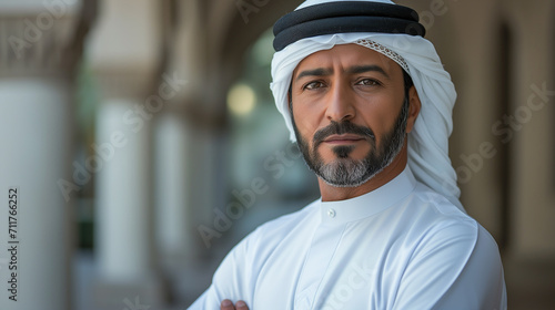 Muslim businessman in a traditional white