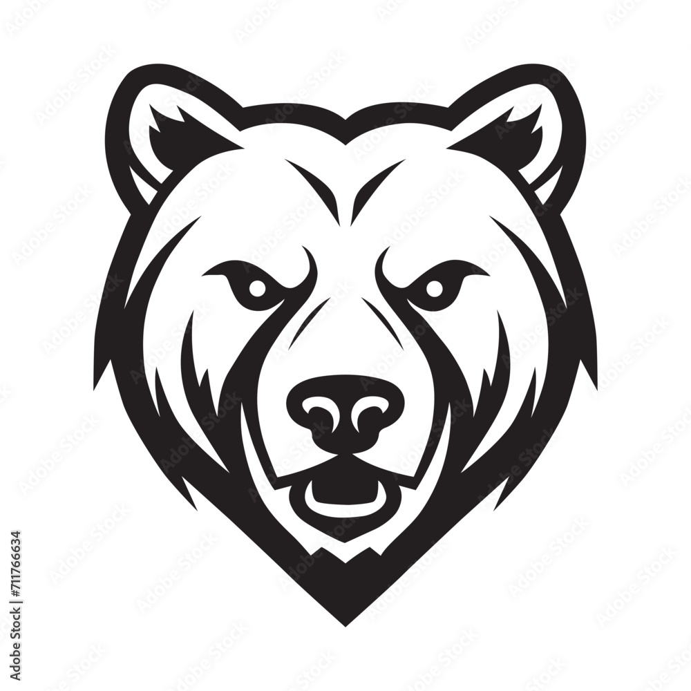 Bear head simple and minimalist logo symbol. Grizzly bear face line art design. Bear head simple and minimalist logo symbol. Grizzly bear face line art design.