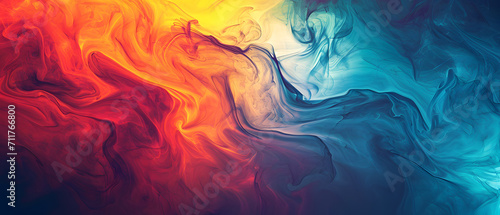 A vibrant swirl of acrylic paint dances across the canvas, creating a mesmerizing display of abstract modern art in the form of a colorful smoke rising into the sky