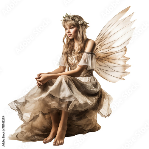 Fairy with Wings isolated on transparent and white background. Generative ai