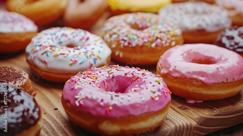 donuts with different fillings on the table. rotation video    