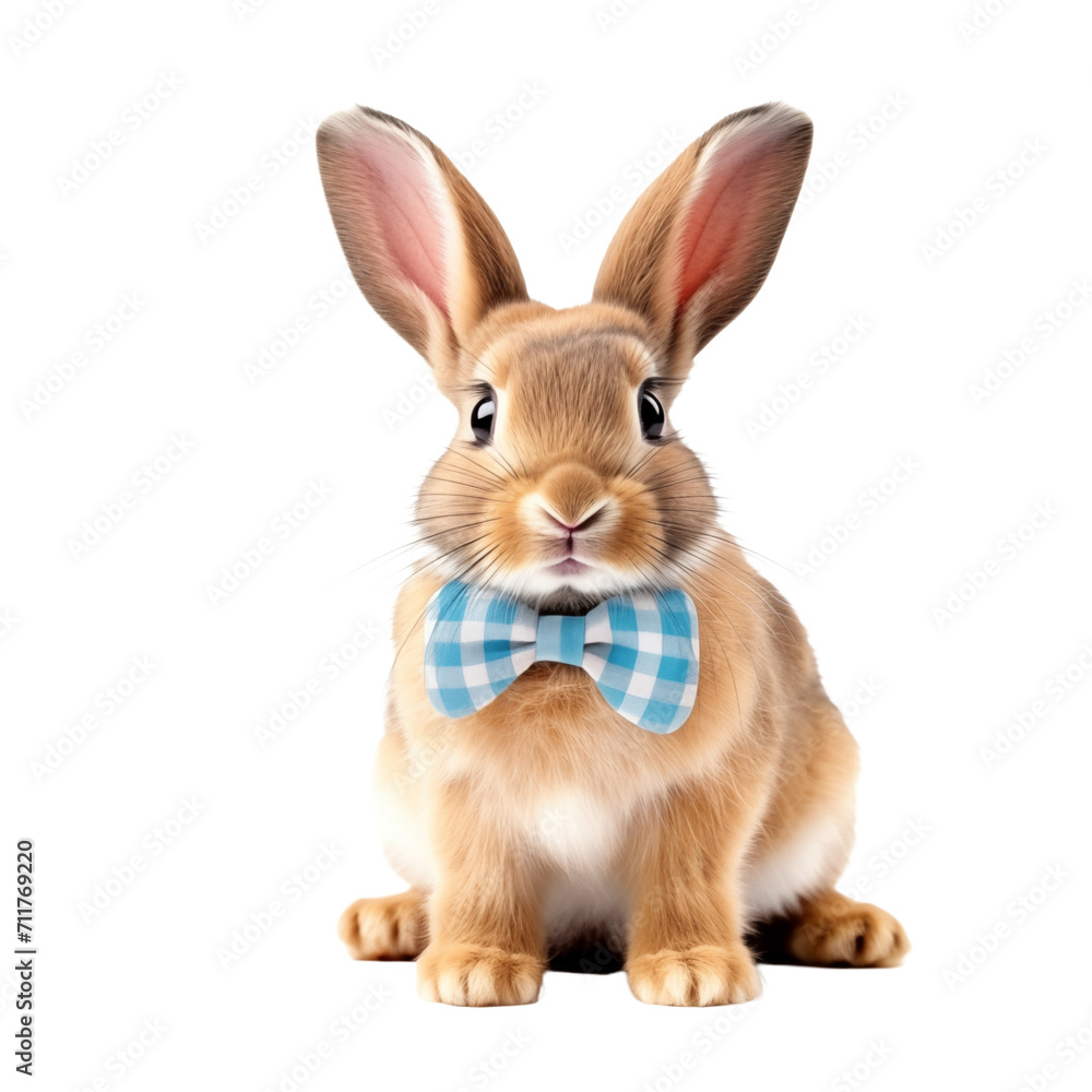 Easter bunny isolated on transparent and white background. Generative ai