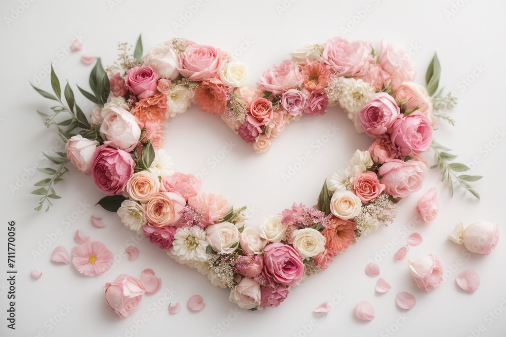 heart shaped wreath of flowers