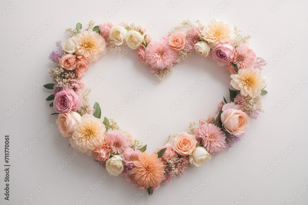 heart shaped wreath of flowers