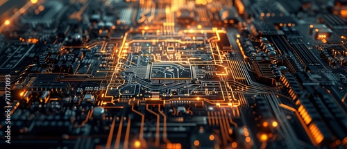 microchip integrated on motherboard, Artificial Intelligence concept  photo