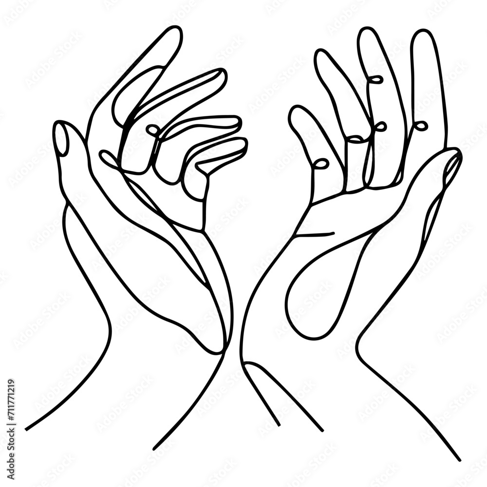 Continuous line drawing of muslim person open and raise hands praying to God. Islamic holy day Ramadan Kareem and Eid Mubarak greeting card concept one line draw design vector illustration Continuous line drawing of muslim person open and raise hands praying to God. Islamic holy day Ramadan Kareem and Eid Mubarak greeting card concept one line draw design vector illustration