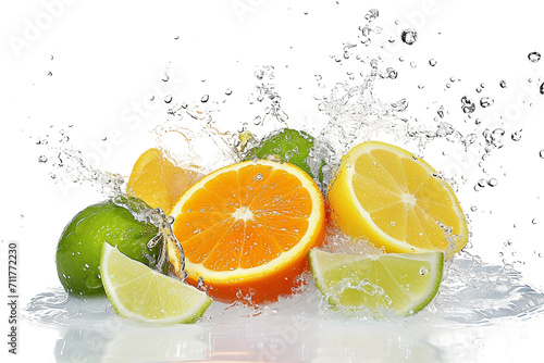 Splash of Citrus Fruits Isolated on a Transparent Background
