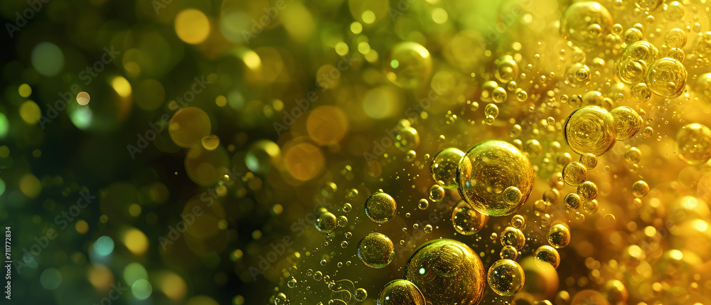 A mesmerizing closeup of golden bubbles floating in the air, glistening with drops of water and reflecting the warm light of the sun, creating a dreamy and enchanting outdoor scene A mesmerizing closeup of golden bubbles floating in the air, glistening with drops of water and reflecting the warm light of the sun, creating a dreamy and enchanting outdoor scene