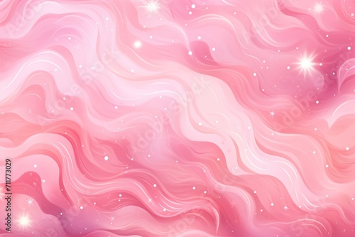 Pink magic starry night. Seamless vector pattern with stars texture marble