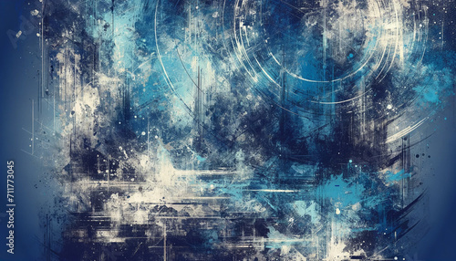 abstract dark blue white light blue rustic grunge urban background with rays