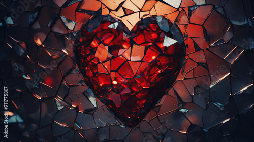 heart in the dark glass broken , Generate AI photo