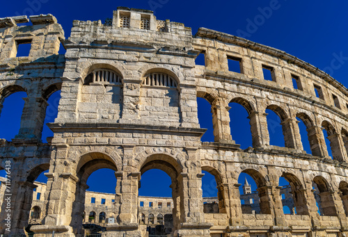 Amphitheater in Pula  gladiator fighting arena  monuments