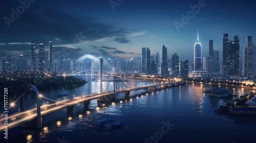night city  lighting of smart grid components  reflecting the bright and dynamic night lights of the city.