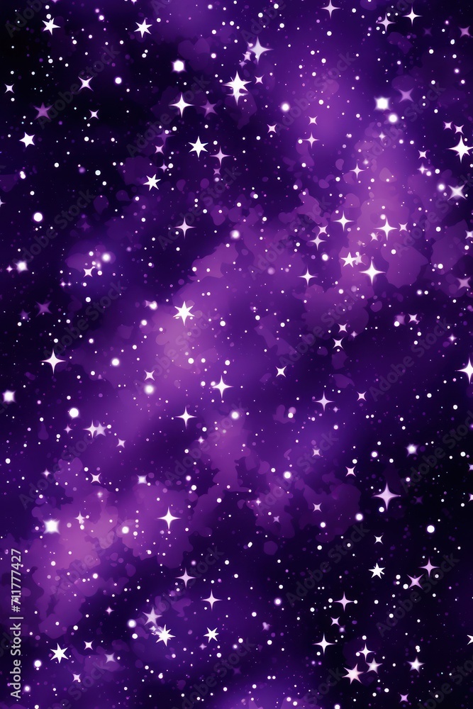 Purple magic starry night. Seamless vector pattern with stars texture marble