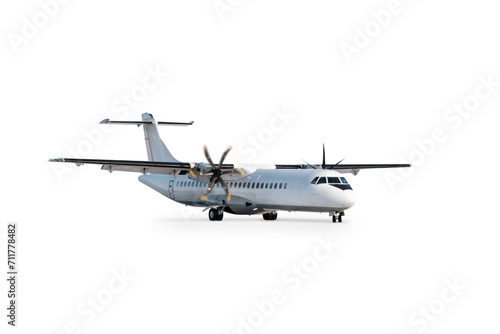 White passenger turboprop airliner isolated