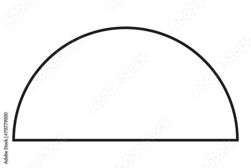  Hollow semicircle thin stroke shape icon. A half-circle outline symbol. Isolated on a white background.
