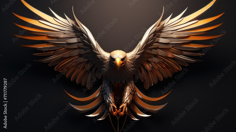 3d eagle mascot logo background AI generated image - obrazy, fototapety, plakaty 