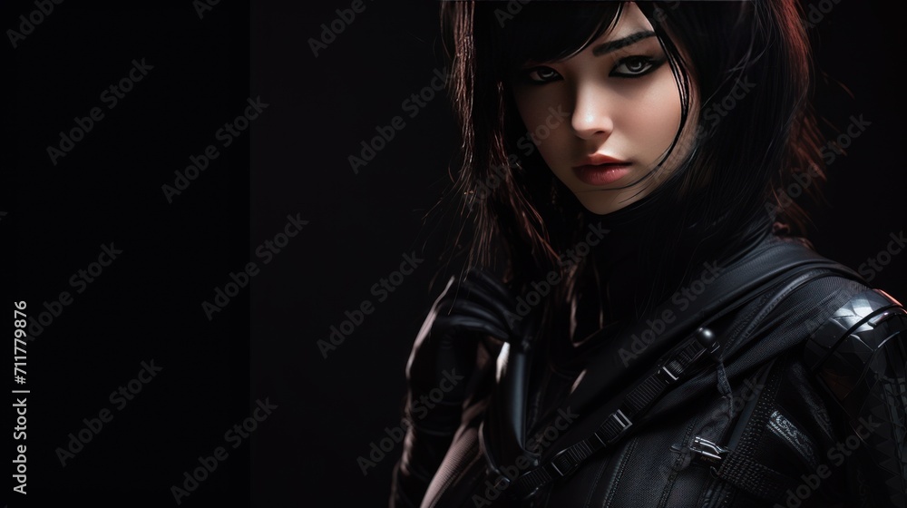 Beautiful cyber mysterious girl in cyberpunk AI generated image Beautiful cyber mysterious girl in cyberpunk AI generated image