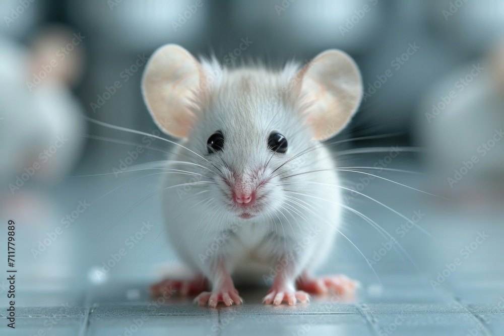 A cute white mouse with a fluffy coat, emphasizing its small size and inquisitive nature. A cute white mouse with a fluffy coat, emphasizing its small size and inquisitive nature.