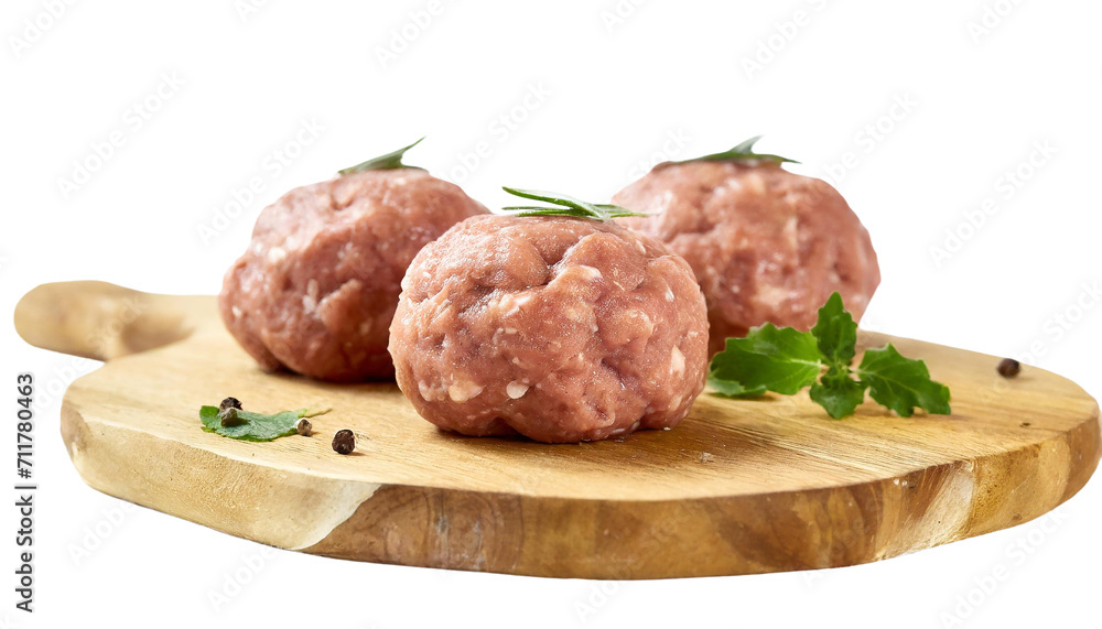 Raw meatballs on a white plate. Isolated on a transparent background. Raw meatballs on a white plate. Isolated on a transparent background.