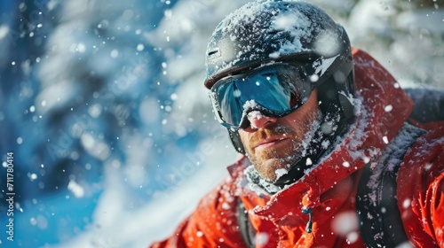 closeup of a skier's face generative ai