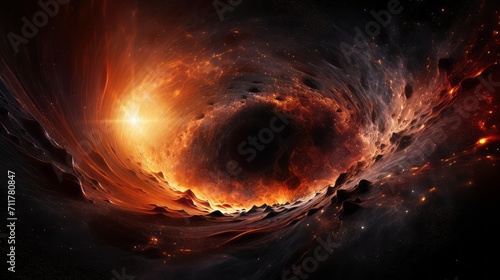 Surreal cosmic scene black hole pull