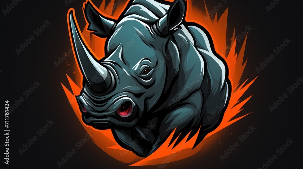 Rhino mascot logo background AI generated image Rhino mascot logo background AI generated image