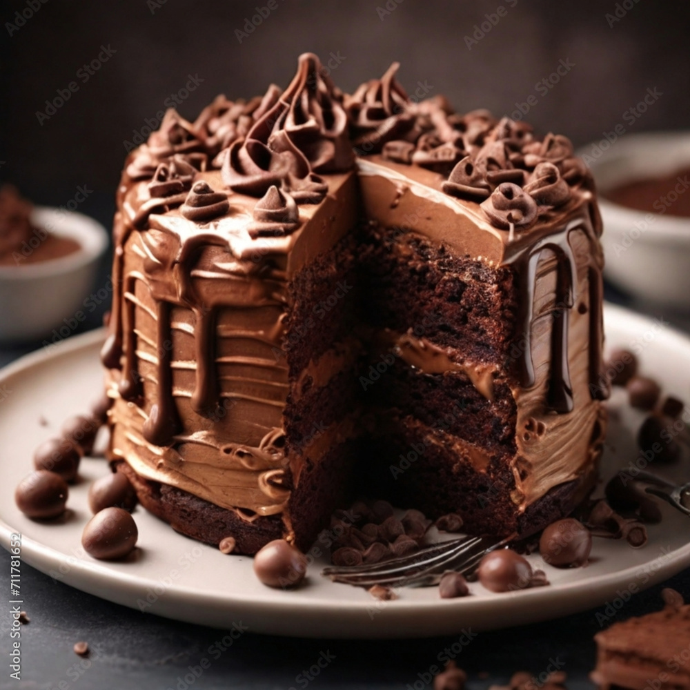 Chocolate Cake On A Plate Chocolate Cake On A Plate
