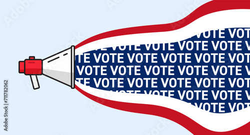 American presidential elections campaign illustration. Loudspeaker with voting agitation message.