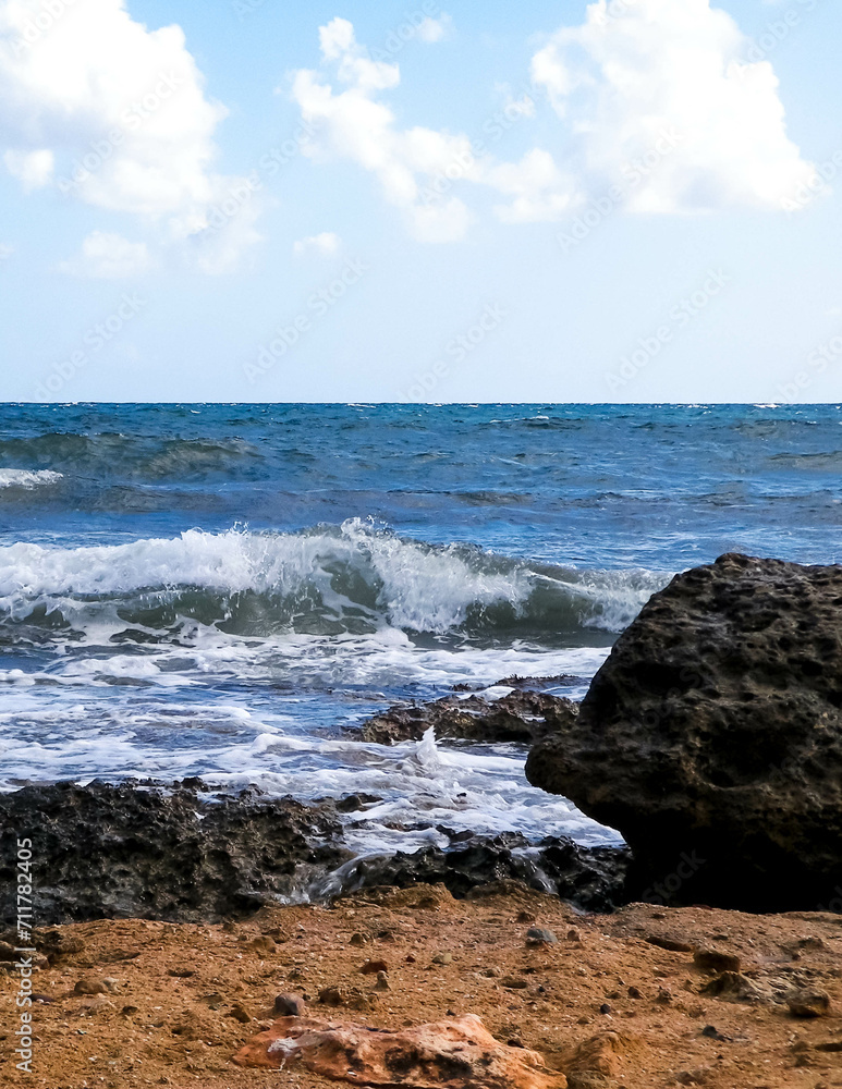 Rocks on Mediterranean sea coast. Cyprus Island.