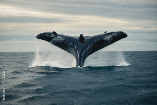  Majestic whale breaching, a living island in the vast expanse. Nature's grandeur. © DK Stock
