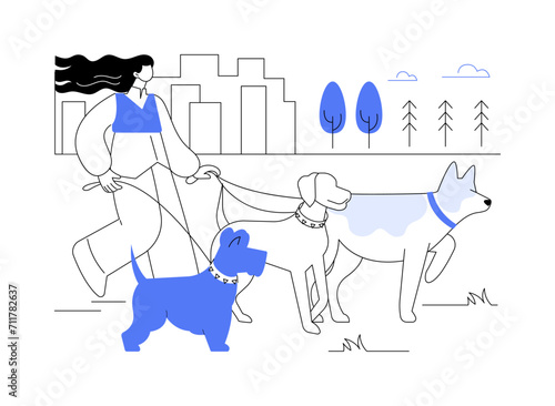 Pet walking isolated cartoon vector illustrations.