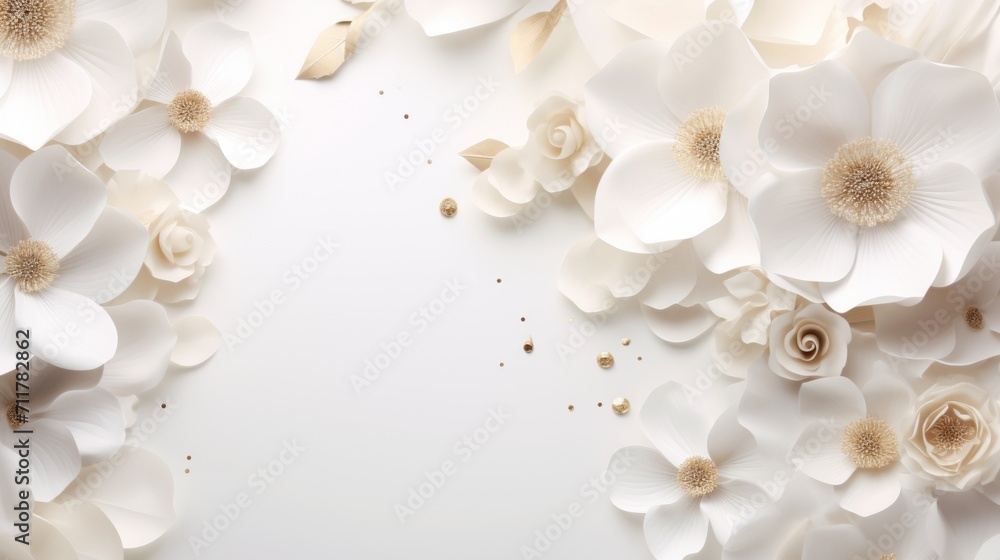 Bunch of white flowers on a white background