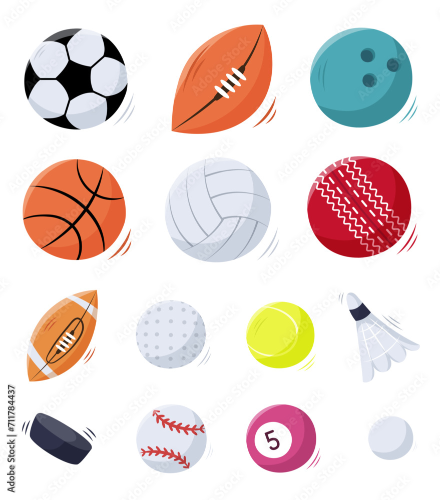 Set of sport balls in hand draw style isolated on white.Soccer, football,rugby,bowling,basketball,volleyball, cricket,golf, tennis, shuttlecock badminton,hockey puck,baseball, billiard,ping pong. Set of sport balls in hand draw style isolated on white.Soccer, football,rugby,bowling,basketball,volleyball, cricket,golf, tennis, shuttlecock badminton,hockey puck,baseball, billiard,ping pong.