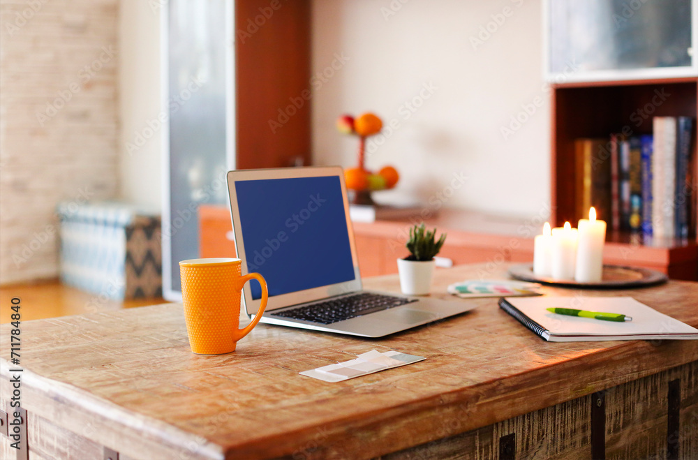 Workplace with laptop at home Workplace with laptop at home