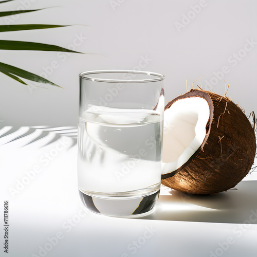 a coconut half full of water