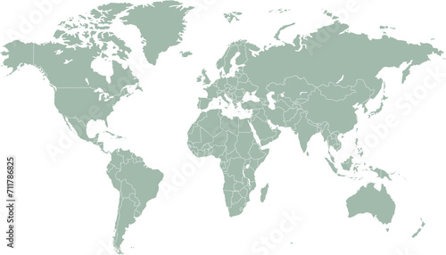 World map. Color modern vector map. Silhouette map	