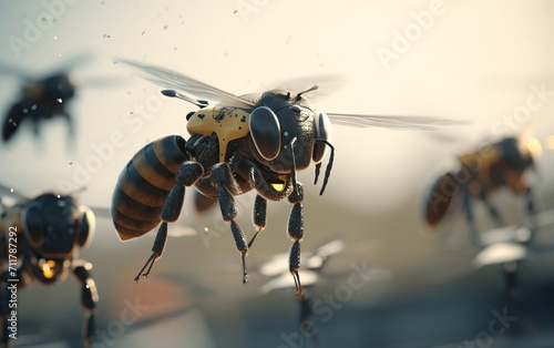 robot bees fly out of the hive 