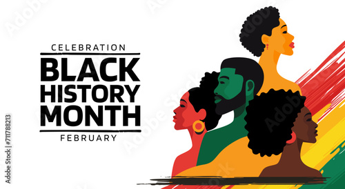 Black history month celebrate 2024. vector illustration design graphic Black history month. Flat vector illustration template for background, banner, card, poster. photo