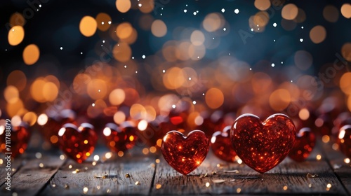 Two glowing hearts on the background of a beautiful bokeh